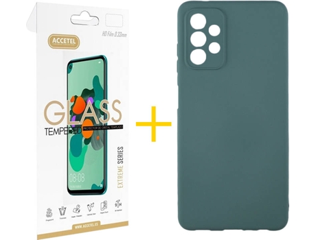 Kit Funda + Protector de Pantalla Samsung A32 5G ACCETEL Cristal Templado 4645 Verde