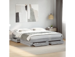 Cama Con Cajones Madera Ingeniería Gris Sonoma 200x200 Cm