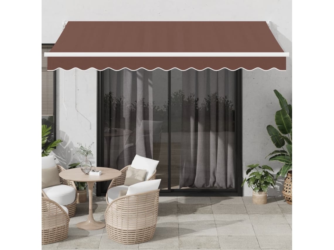 Toldo retráctil manual 350x250 cm marrón Dkd Home Decor