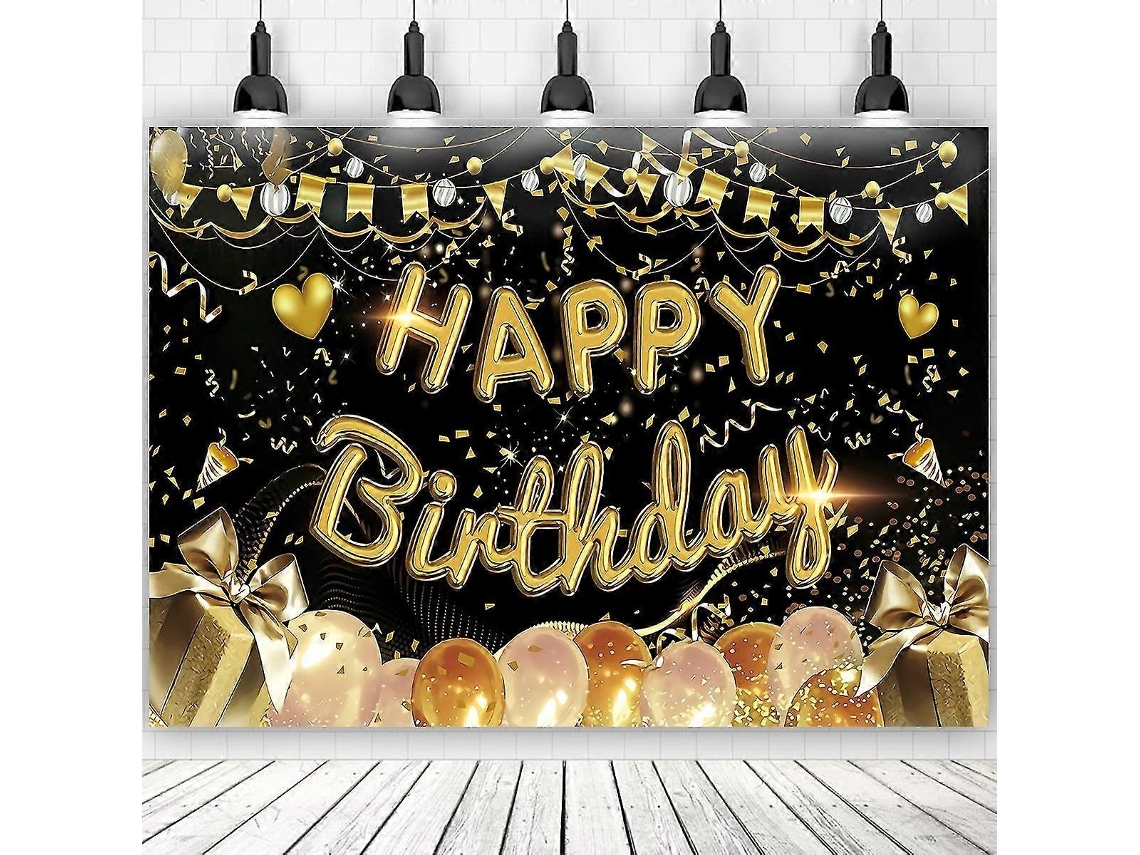 Omni-fondo De Fiesta De Cumpleaños Con Brillo Dorado Para Fotos Decoración De Tema Adulto Negro Material Poliéster