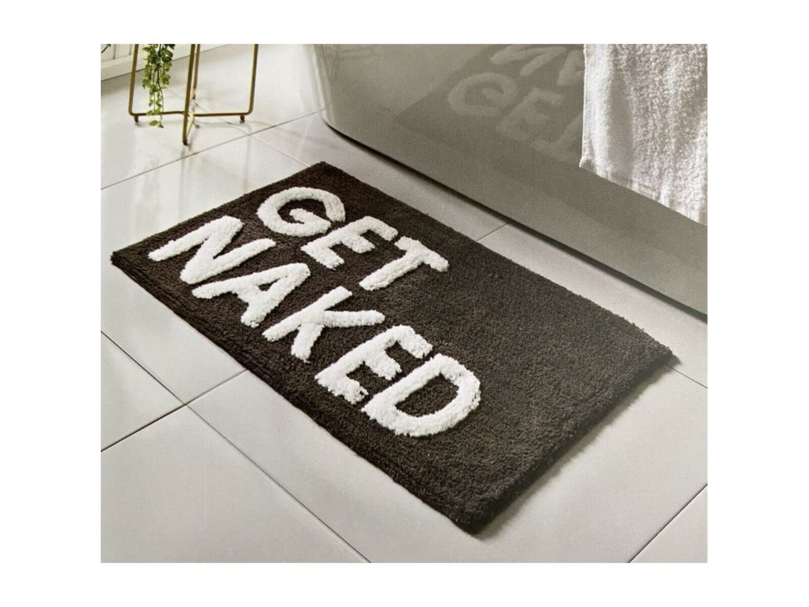 2026-almohadilla De Baño Suave Absorbente No Deslizante Con Letras Get Naked Negro 80x50cm