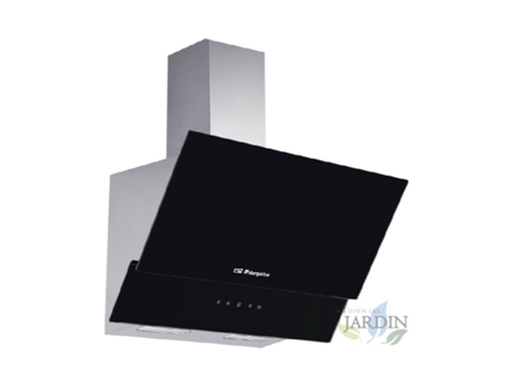 Campana Decorativa de Cristal Negro ORBEGOZO Motor de 230 W Clase Energética A Dimensiones: 90 X 37,5 X 87-135 Cm ORBEGOZO