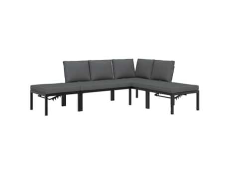 Conjunto 4 de sofás de jardín con cojines VIDAXL aluminio negro
