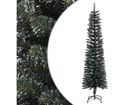 vidaXL Árbol Navidad artificial estrecho con soporte PVC verde 180 cm