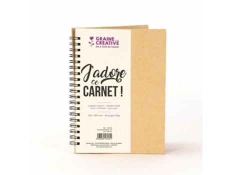 Cuaderno GRAINE CRÉATIVE Espiral Kraft Negro (18 x 13 cm)