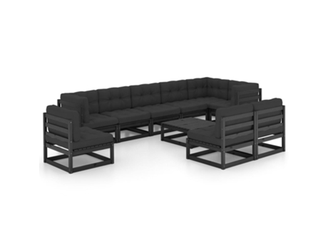 Conjunto 10 de muebles de jardín VIDAXL y cojines madera maciza pino