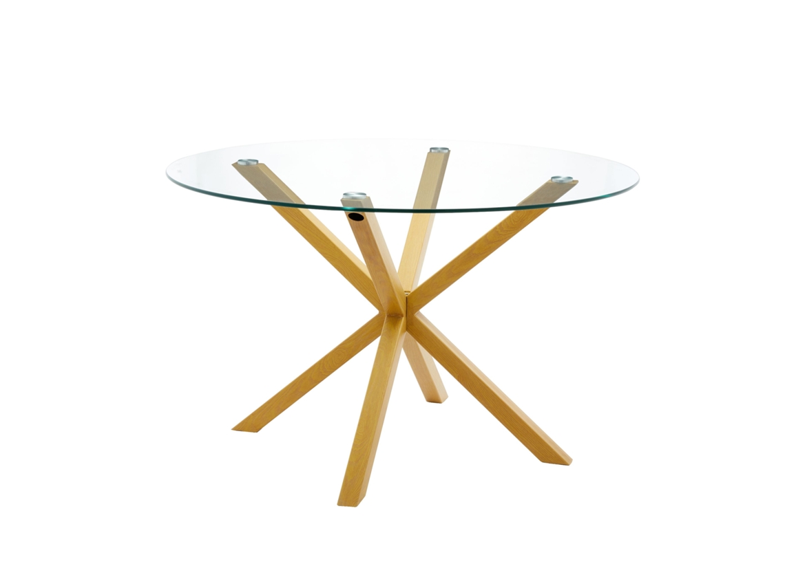 Mesa Redonda de Cristal Templado Aurora 120cm. Comedor o Cocina, Cambria SALDOSYSTOCKS