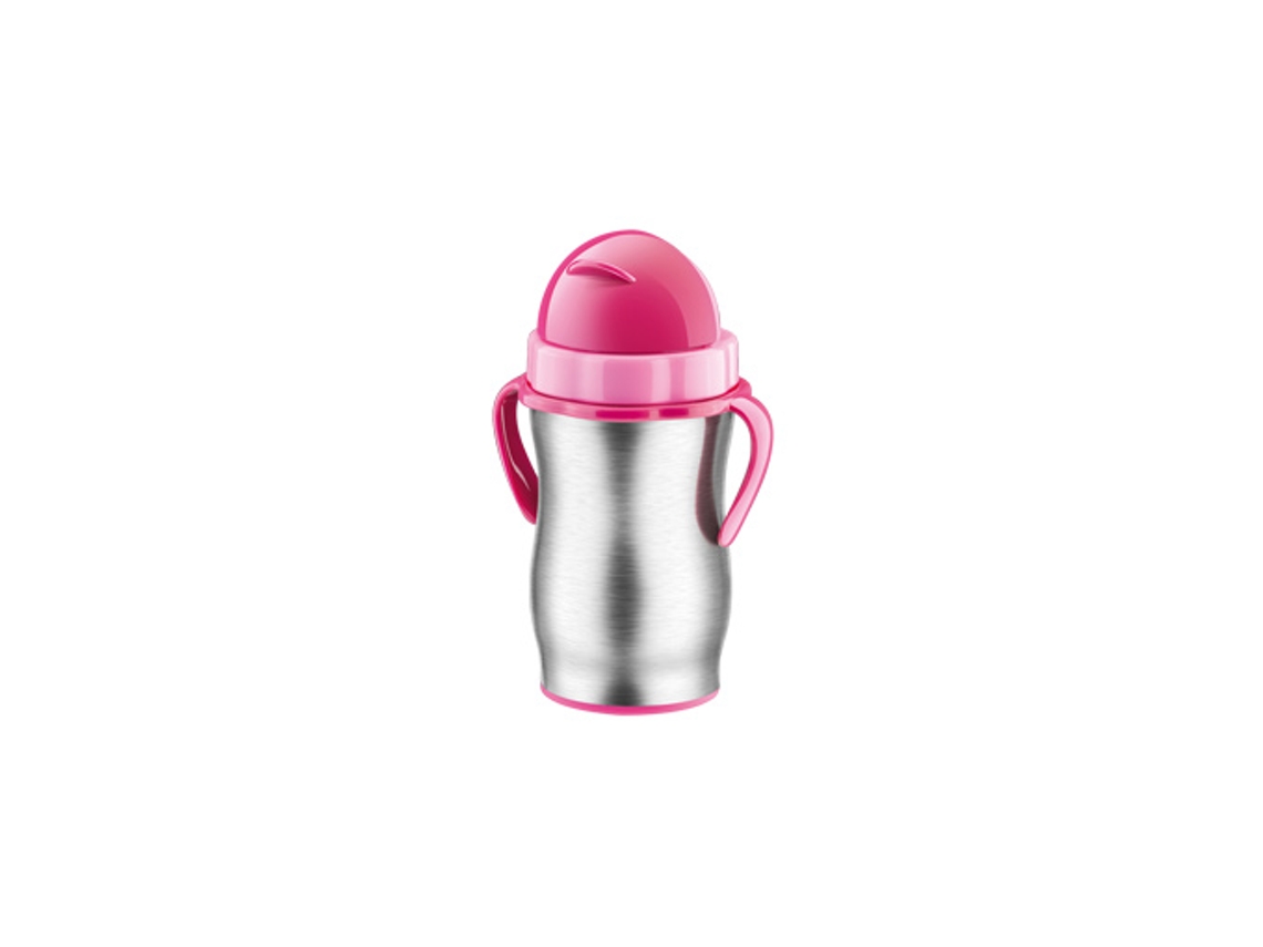Botella de Paja de Acero Ino x idable Bambini (Rosa)