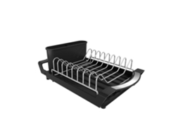 Escurridor Platos Negro 28x20cm Extensible Con Soporte Cubiertos Pies Antideslizantes