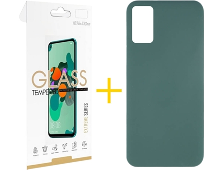 Funda y Protector de Vidrio 1x Samsung Galaxy A41 SKYHE Silicona Líquida Verde