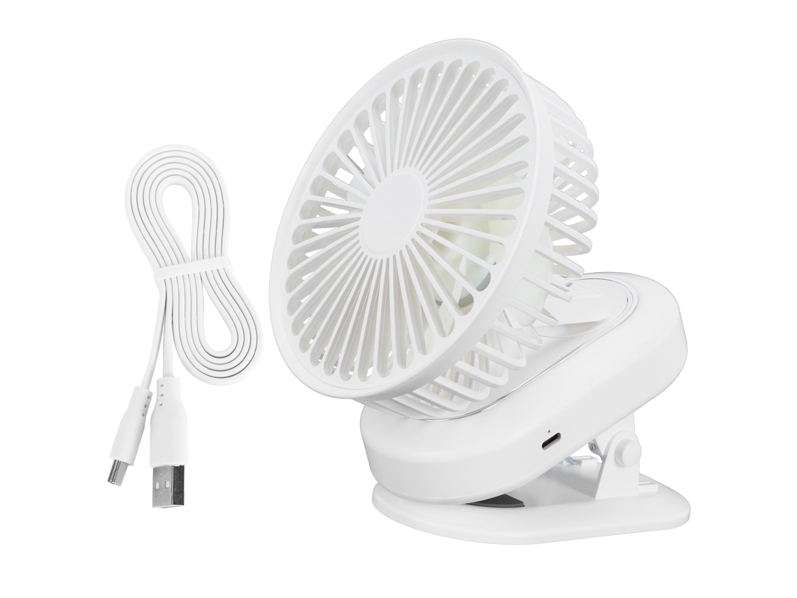 Ventilador eléctrico portátil con 3 velocidades y puerto USB - Blanco
