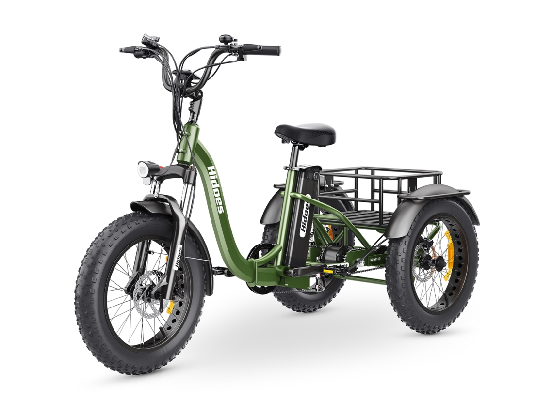 Triciclo Eléctrico Hidoes Et1 Con Portaequipajes Trasero, Motor Trasero De 750 W Y 85 Nm De Par, Batería Extraíble De 48 V Y 20 Ah