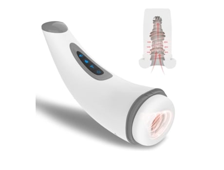 Copa Masturbadora Masculina Stroker Automática con 7 Modos de Vibración y 3 Potentes Succiones de Calentamiento Blanco BISBISOUS