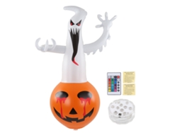 Adorno inflable de Halloween con luces LED de 16 colores, resistente a la intemperie