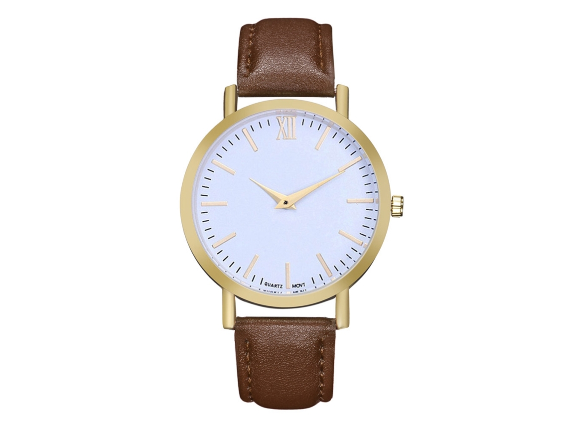 Reloj De Pulsera Analógico Redondo De Cuarzo Para Hombre/mujer, Ideal Para Parejas, Estilo Café De Moda.
