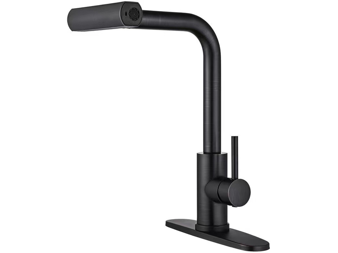 Torneira de cozinha preto fosco com design moderno, alta durabilidade e fluxo ajustável ZYBLSSBB