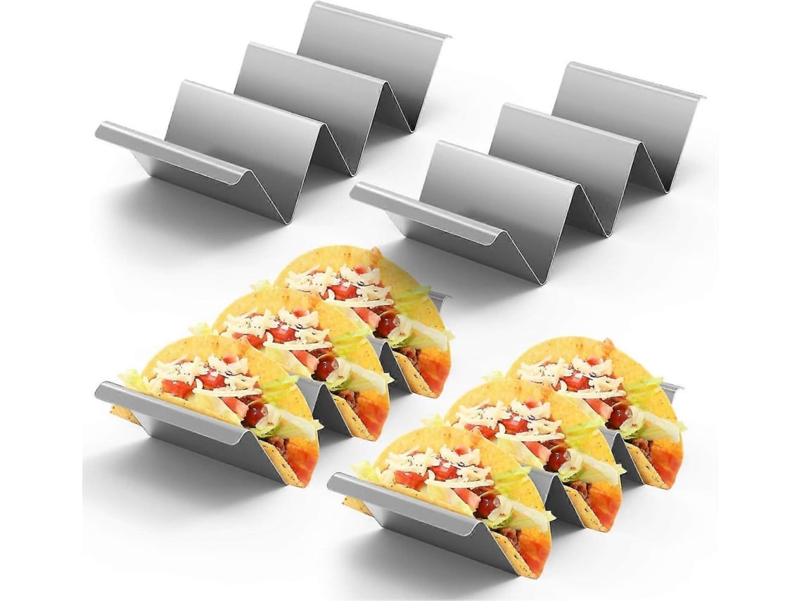 4 Porta Tacos De Acero Inoxidable 304, Resistente A La Corrosión, Antideslizante, Fácil De Limpiar, Ideal Para Fiestas Y Celebraciones