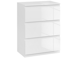Cómoda Moderna Antivuelco De 3 Cajones Para Dormitorio O Salón, 55x34x75 Cm, Blanca.