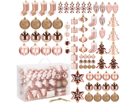 Galletas Árbol de Navidad 77 Uds. Color: Oro Rosa. Decoraciones Varias Conos de Caramelo Estrellas. Decoraciones de Navidad
