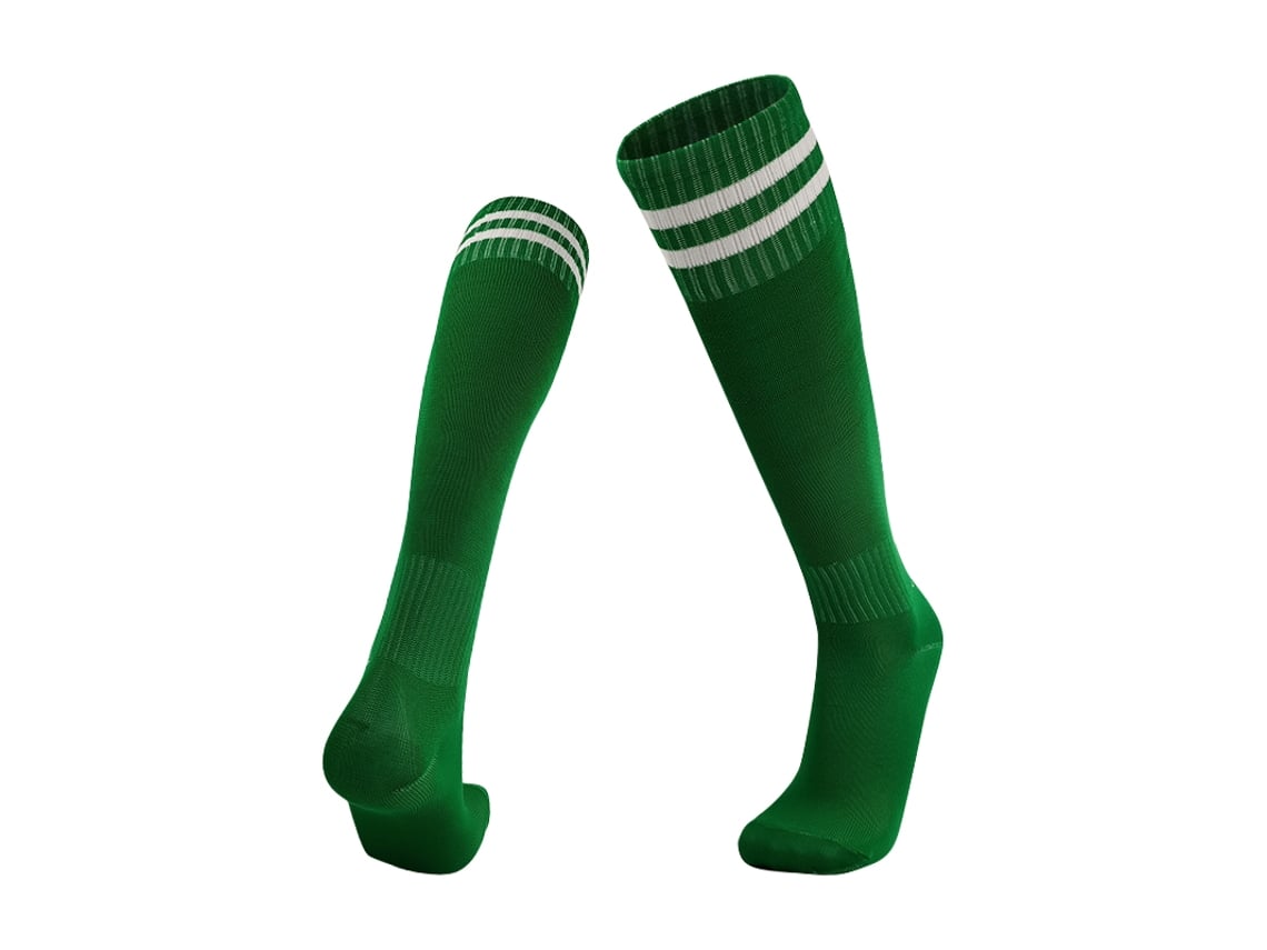 (verde Y Blanco) Calcetines De Fútbol Antideslizantes, Transpirables, Largos Y Estampados A Rayas Para Niños Y Niñas