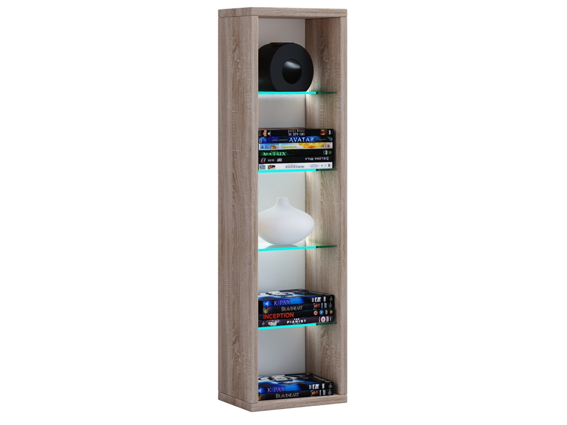 Estante decorativo de madera para CD y DVD, poco profundo, L, Vcm