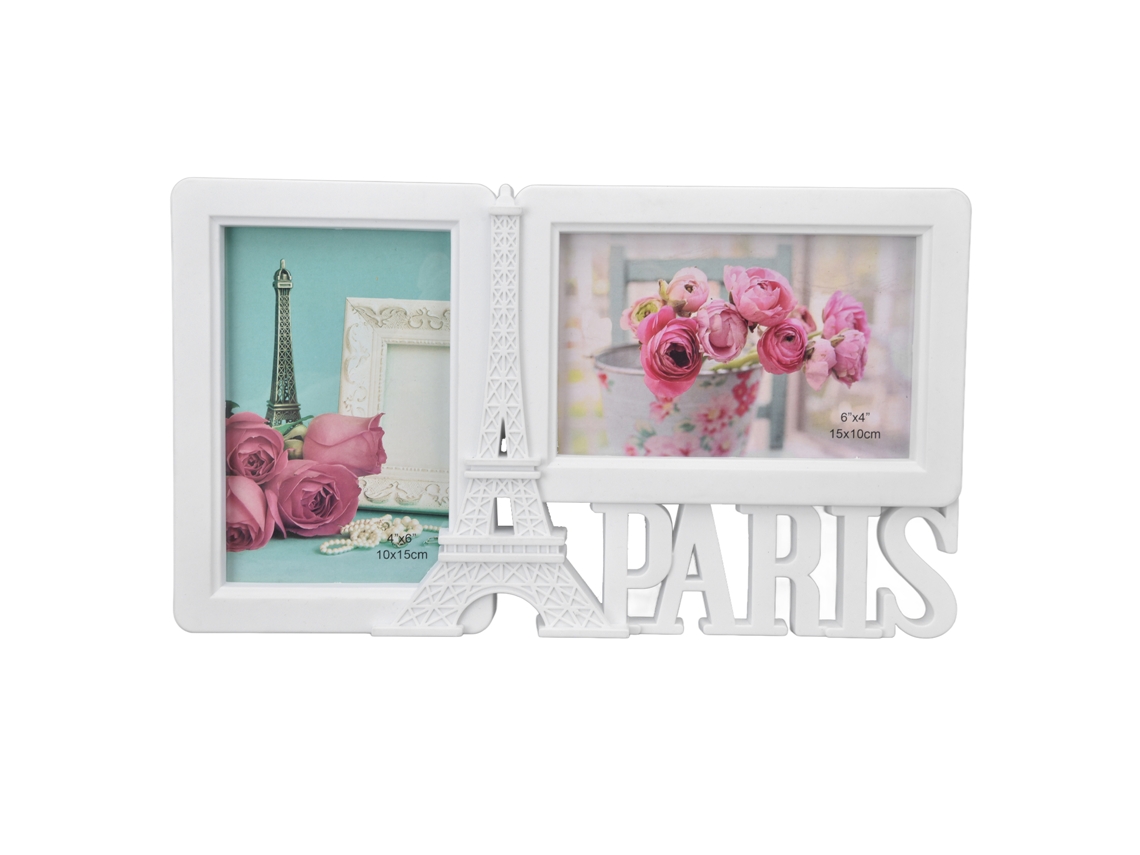 Baok-2 Marcos de fotos decorativos cuadrados con 2 agujeros - Marco de fotos para bodas, ideal para dormitorio, fiestas y hogar.