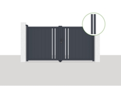 Pack puerta abatible 3m H.160cm giona + 2 postes eifel a.190cm gris