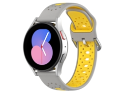 Bracelete Para Samsung Galaxy Watch 4 (44mm) - Silicone Respirável Duas Cores (20mm) - Cinza + Amarelo