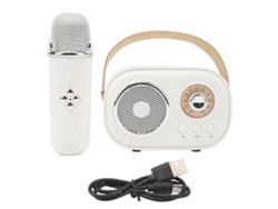 Máquina de karaoke portátil manos libres Bluetooth 2026 con micrófono, recargable para fiestas en casa, para niños, color blanco.