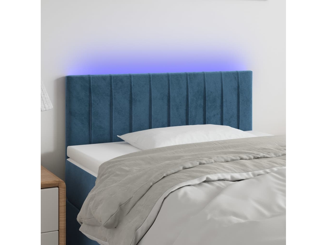 Cabecero Con Led De Terciopelo Azul 100x5x78/88 Cm