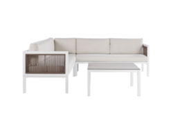 Conjunto de jardín 4 plazas de metal blanco crema/marrón/beige izquierdo BELIANI Borello