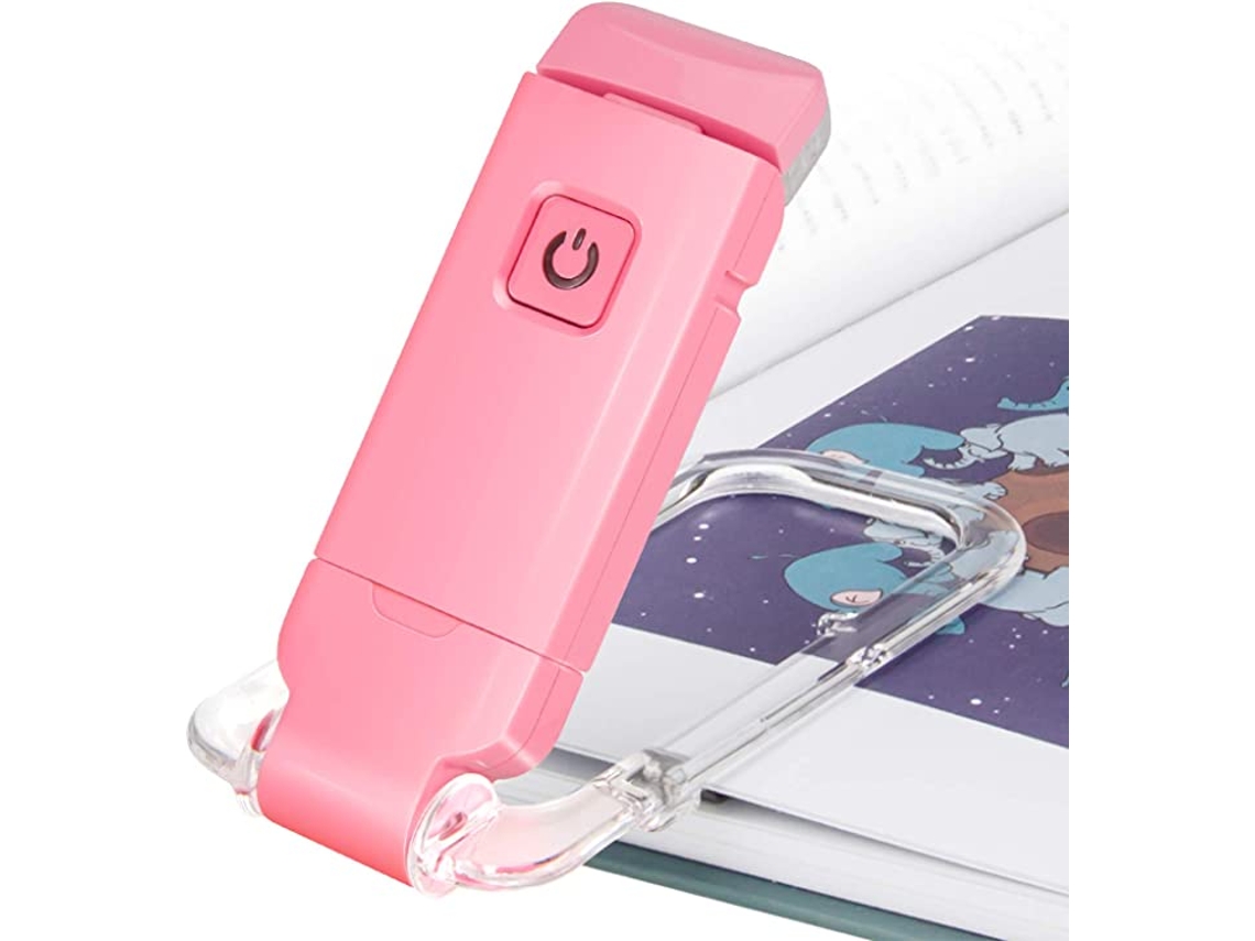 Candeeiro De Leitura Clipe Led Usb Recarregável, 2 Configurações De Brilho Para Proteção Ocular (Rosa)
