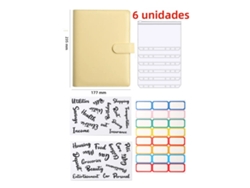 Carpeta de hojas sueltas A5 en piel sintética amarilla MDUG con ocho accesorios
