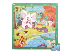 Rompecabezas educativo de madera TOP BRIGHT con motivos de la jungla, 25 piezas con marco multicolor