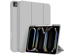 Capa Para Ipad 8 10.2 Polegadas Com Ranhura Para Caneta Em 3 Dobras Cinza