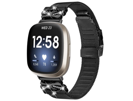 Correa de reloj de acero inoxidable para Fitbit Versa3/4/Sense 2 Negro