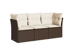 Maison Exclusive - Set Sofás De Jardín 3 Piezas Y Cojines Ratán Sintético Marrón