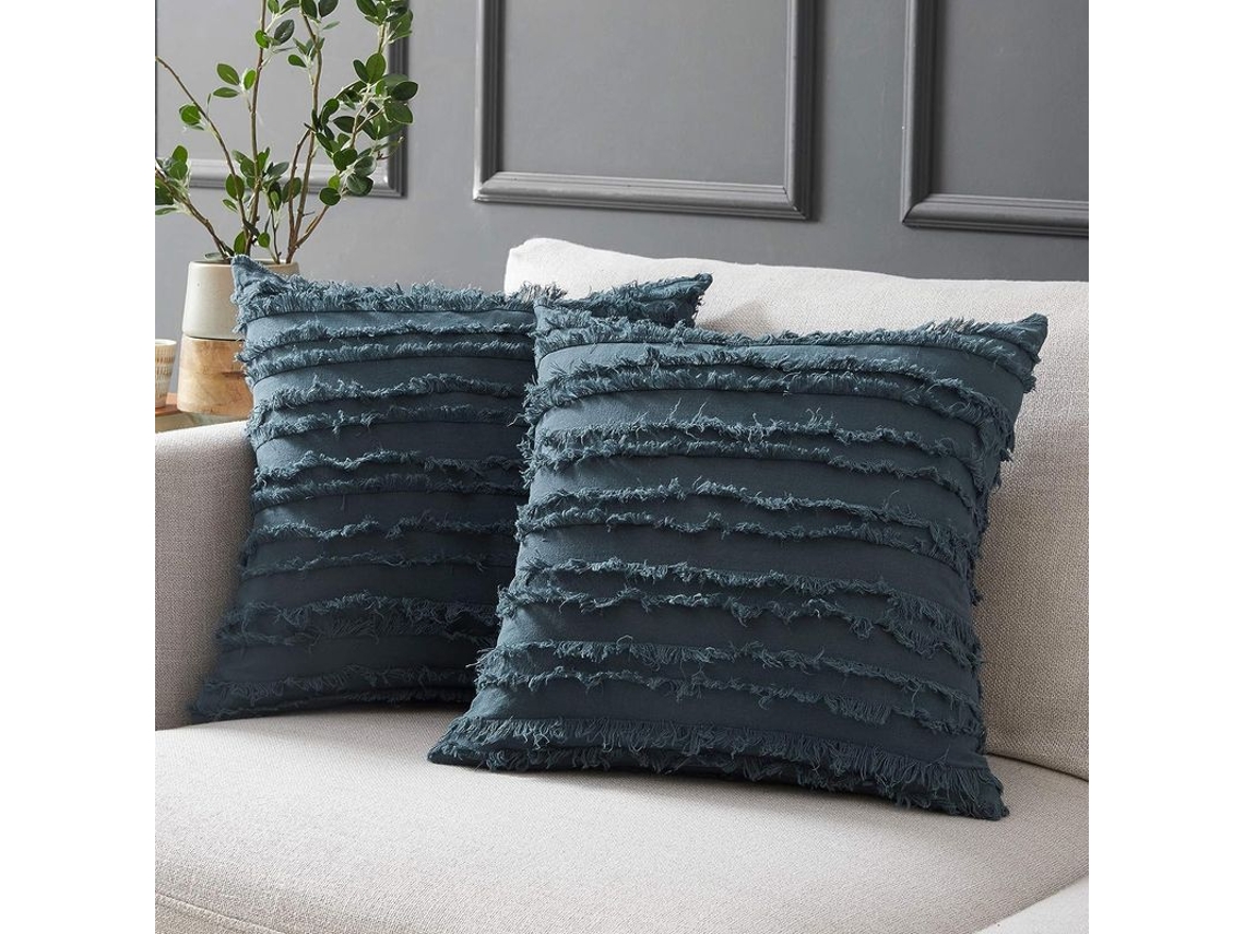 2026-fundas De Almohadas Gris Azul Para Sofá Cama, De Algodón Lino, 45x45 Cm Set De 2, Sin Relleno