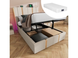 Cama Individual 90x200 Cm Con Led, Usb-c, Almacenamiento Integrado, Somier De Madera, Con Colchón.