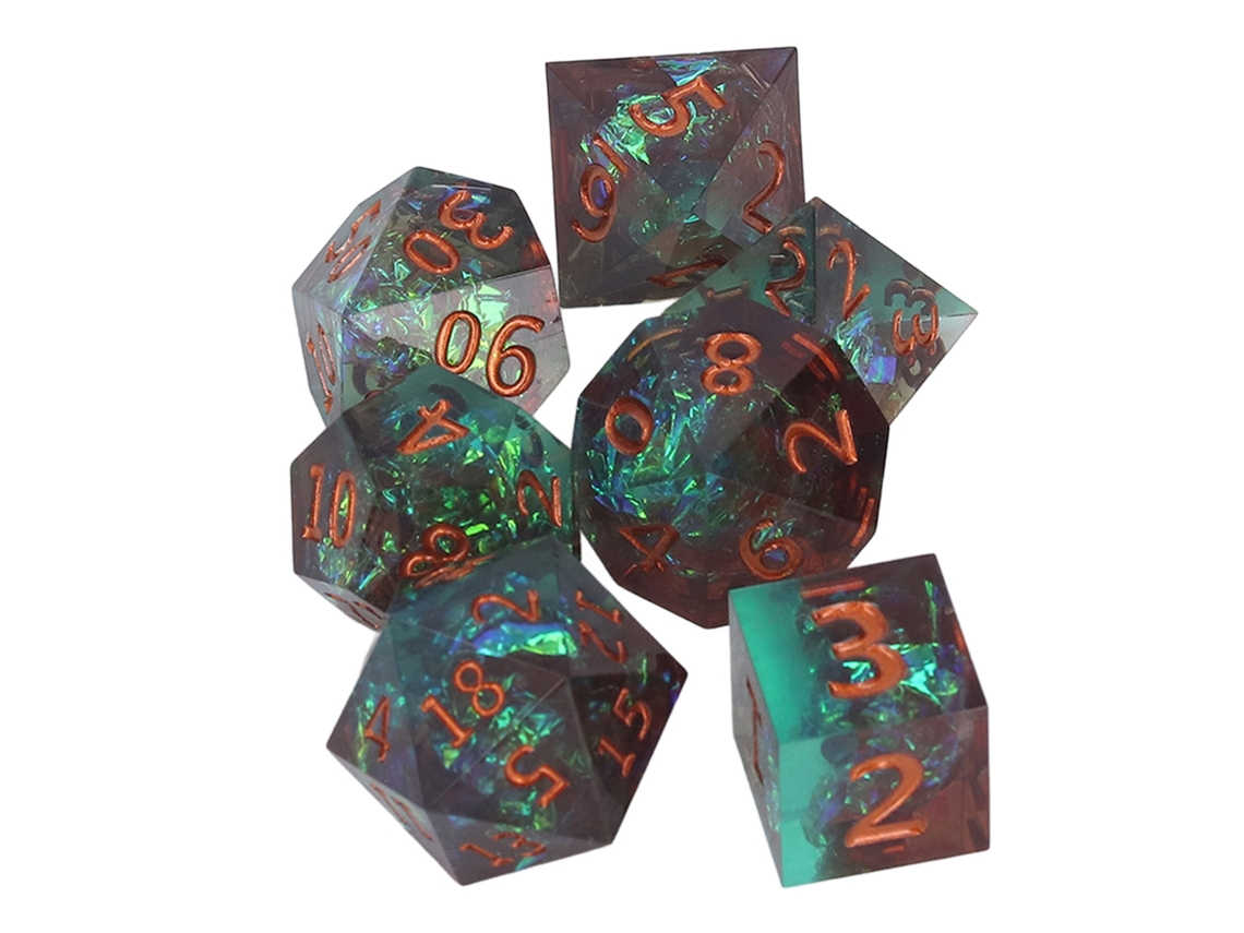 Juego De Dados Poligonales Portátiles De Resina Translúcida Para Juegos De Mesa Con Números Claros.