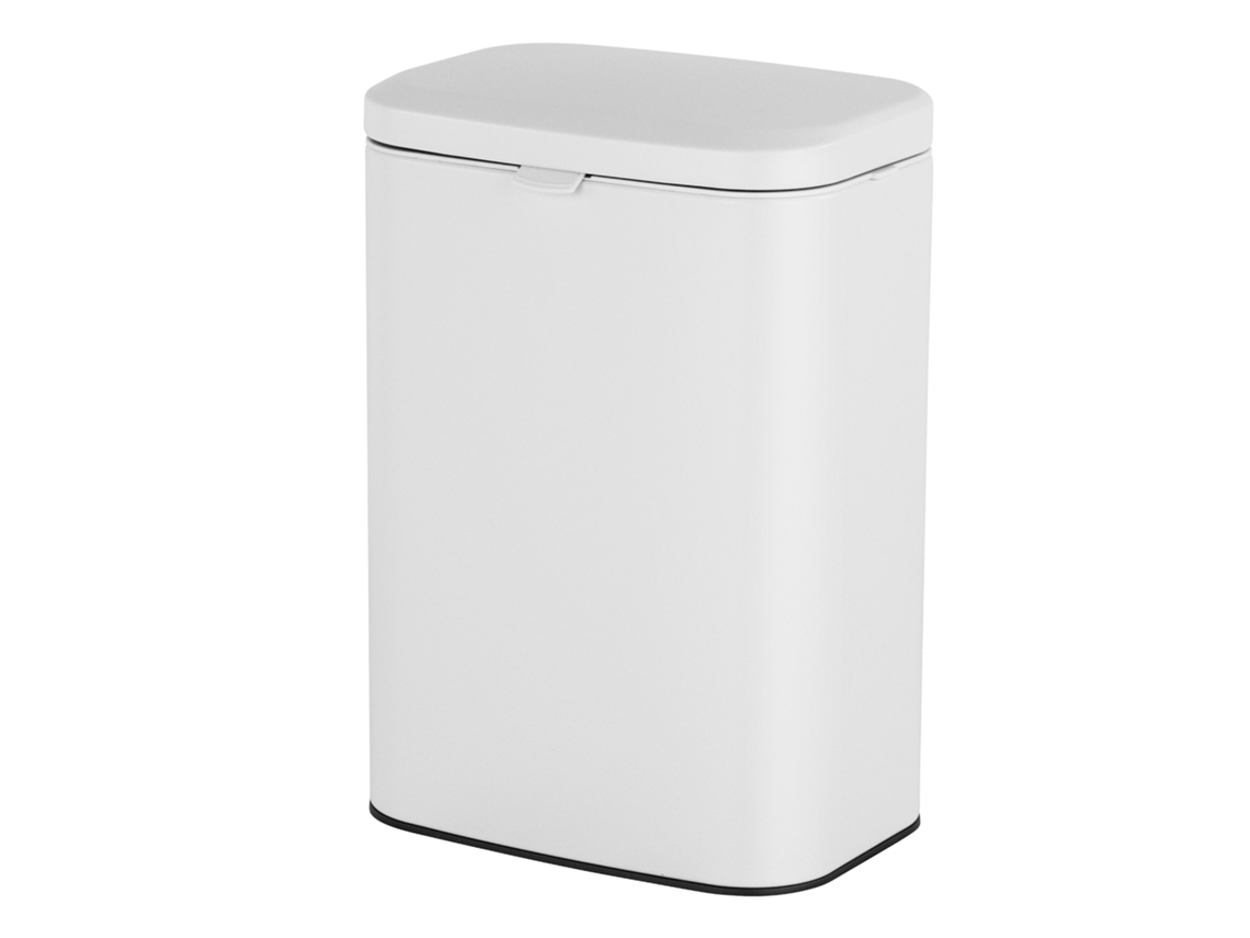 Cubo De Basura Relaxdays Para Montar En La Pared, 8 L, Colgar O Pegar, Con Cubo Interior, De Metal, Cocina/baño, Blanco