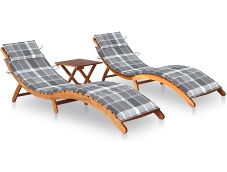 Conjunto 2 Tumbona VIDAXL Marrón Madera de acacia (184x55x64 cm)