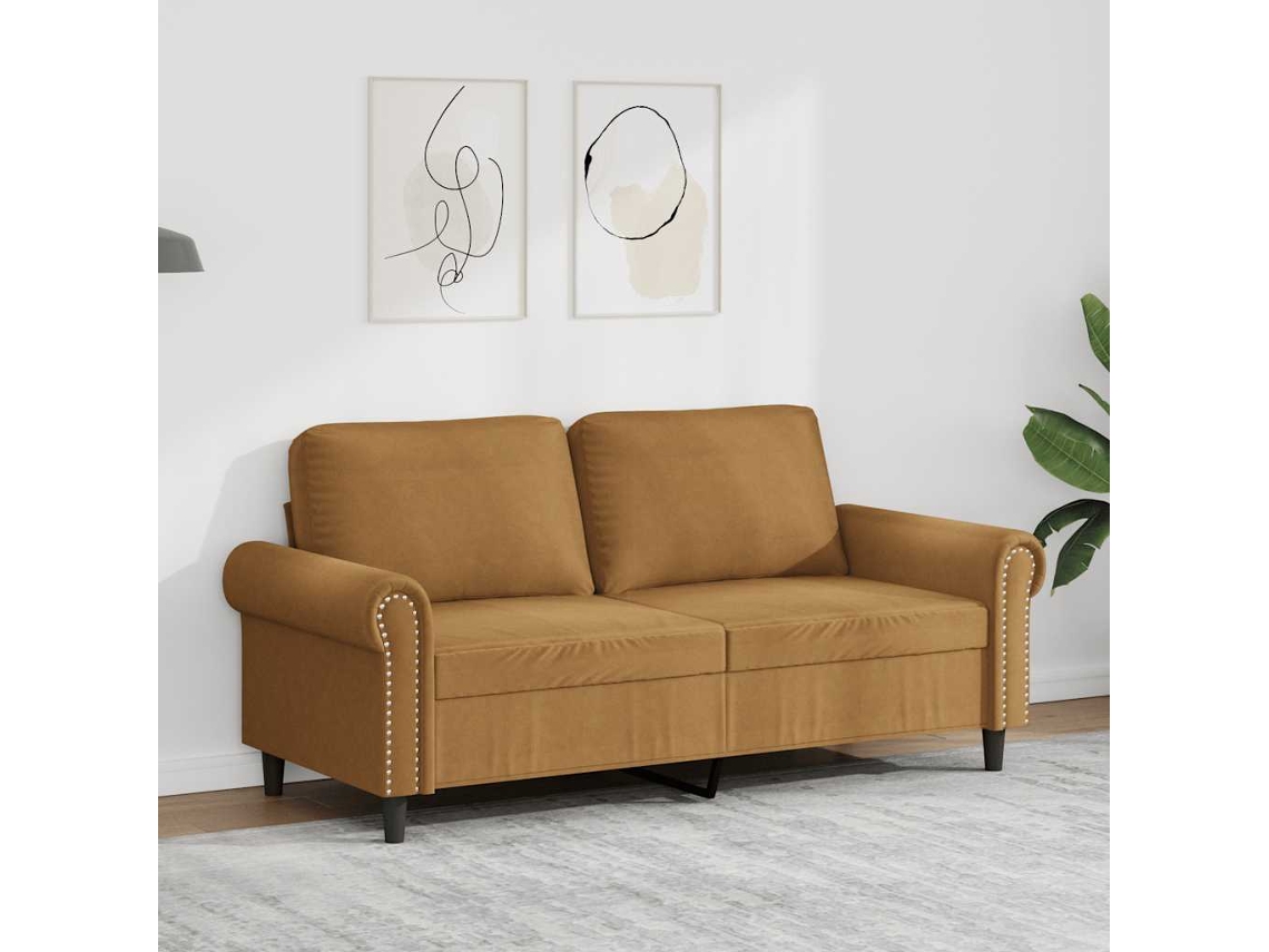 Sofá De 2 Plazas | Sofá De Salón | Sofá De Descanso Terciopelo Marrón 140 Cm