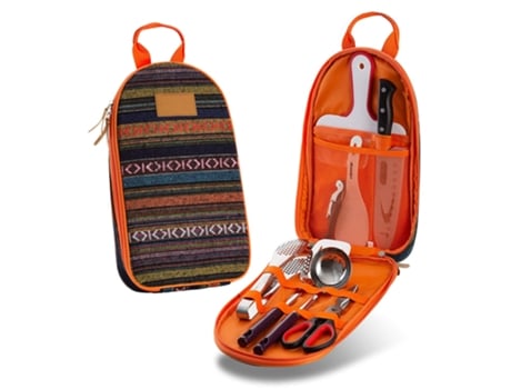 Juego de accesorios de viaje organizador de utensilios de cocina para acampar de 7 piezas utensilios de cocina portátiles para barbacoa ZMDECQNA