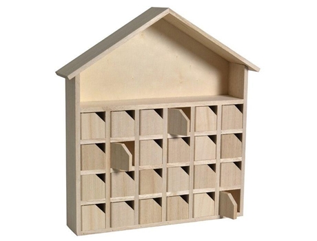 Calendario de Adviento de madera Casa 31.5 x 7 x 34 cm