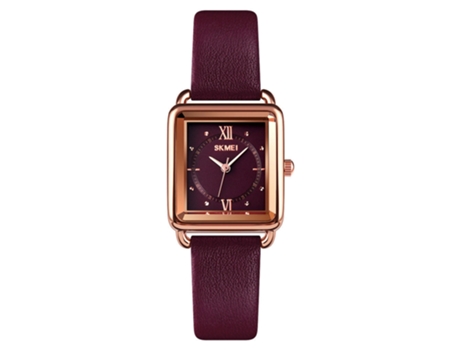 Reloj de Cuarzo de Moda para Mujer Reloj Cuadrado Resistente al Agua con Correa de Cuero-púrpura LUUCOZK