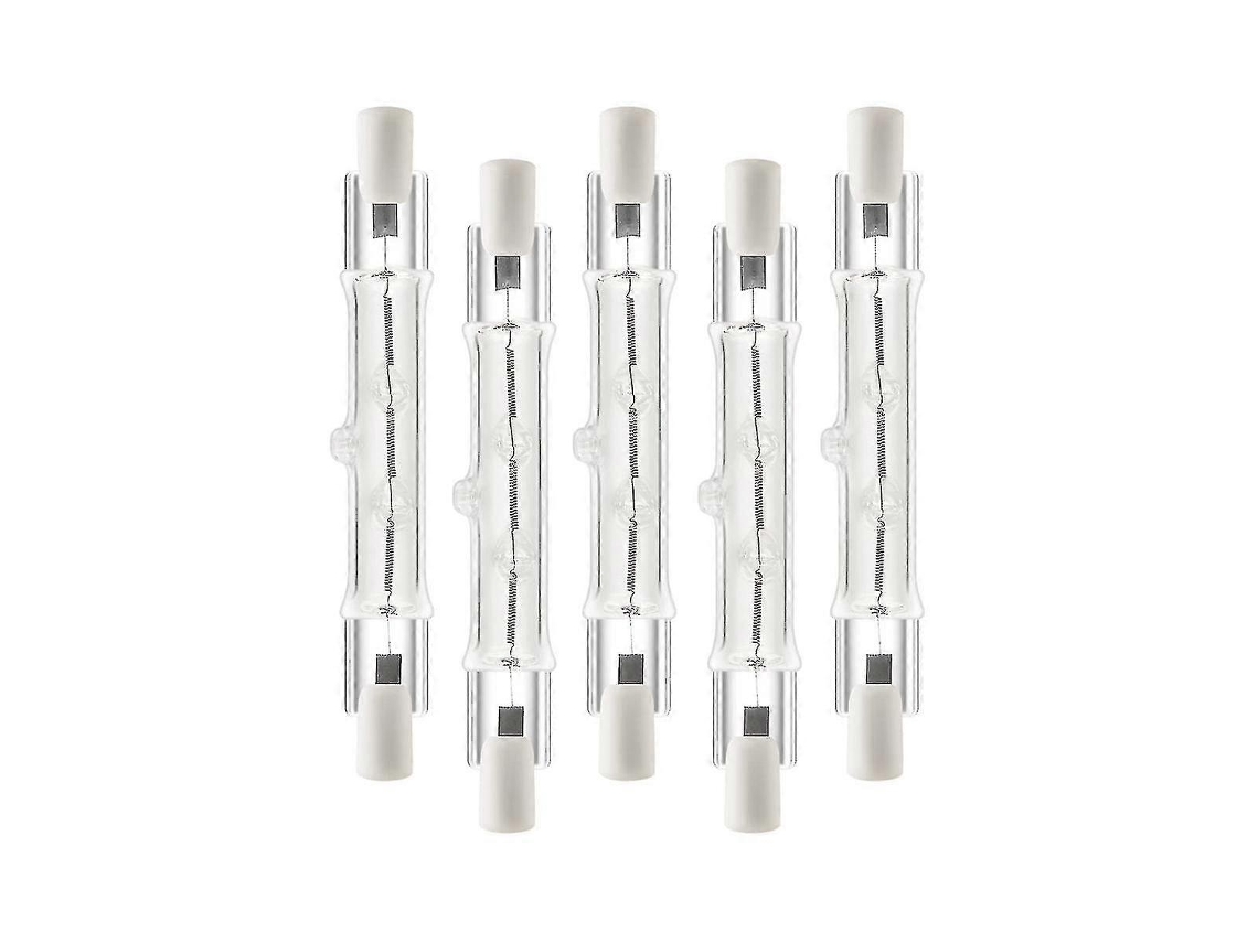 Rebe-paquete De 5 Bombillas Halógenas Lineales R7s 118mm 300w 230v Regulable Para Iluminación De Construcción, Hogar Y Tiendas Transparente