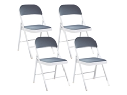 Conjunto De 4 Cadeiras Dobráveis Sparks Metal Cinzento Escuro/branco