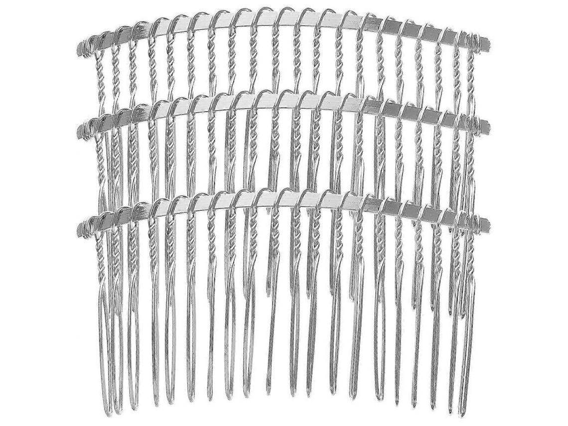 3 Peinetas De Novia, 20 Dientes, Plateadas, Accesorios Metálicos Para El Cabello Para Bodas Y Manualidades.