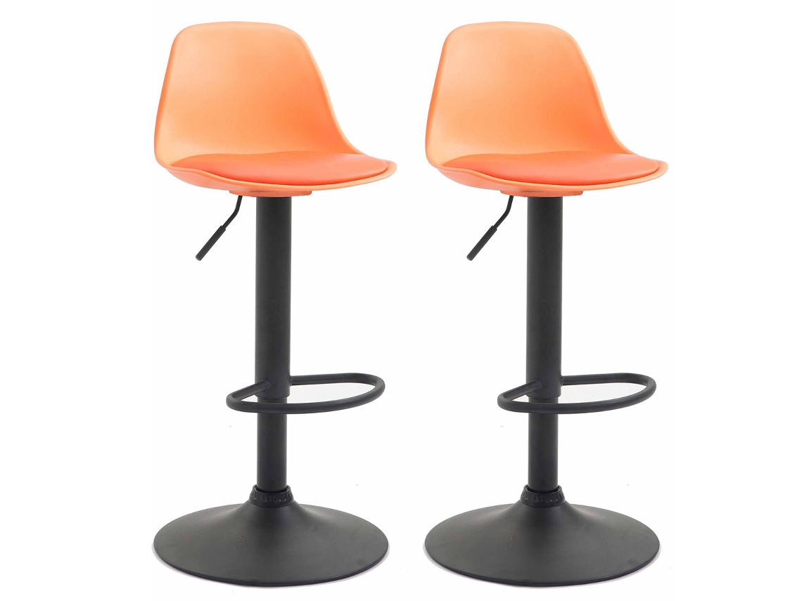 Juego de 2 taburetes de bar de plástico Kiel negro/naranja Clp